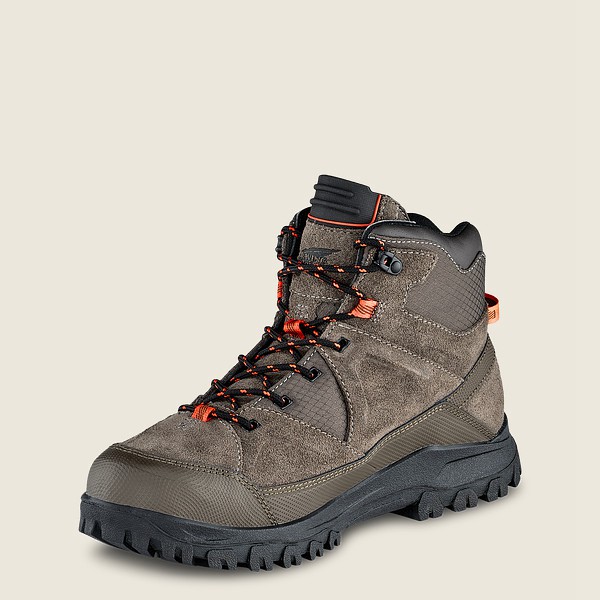 Red Wing Mens Hiking Boots - Trbo - 5-inch Waterproof Soft Toe - Grey Brown - QGT792643